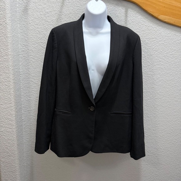 J. Crew Jackets & Blazers - J. Crew Black Blazer Women's Size 14 Shawl Collar Single Button Wool Blend